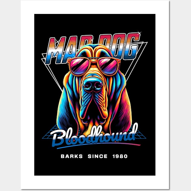 Mad Dog Bloodhound Dog Wall Art by Miami Neon Designs